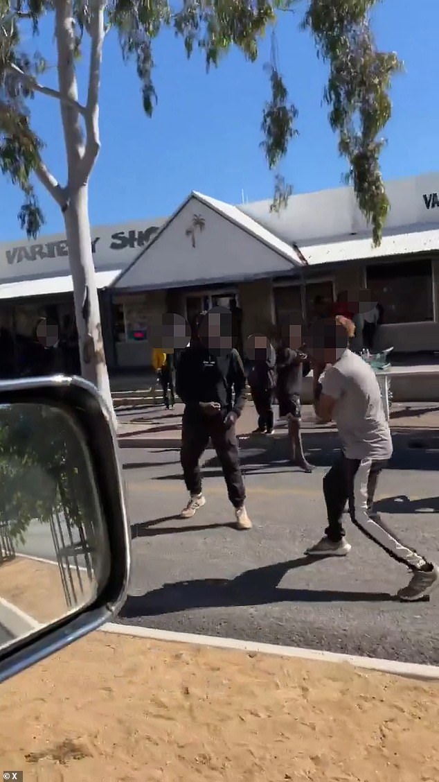 On Wednesday, a brawl involving 'several weapons' broke out in Alice, in front of shocked passers-by