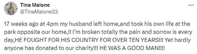 In a series of tweets posted to her page, Tina told how Paul left their house at 4pm and committed suicide in the park opposite their Cheshire home