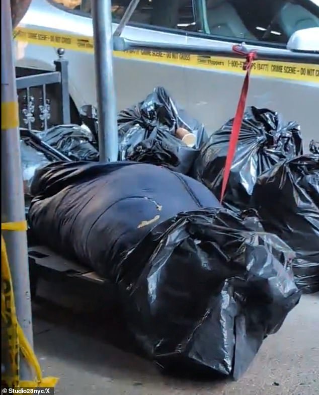 A New York resident came across the body of a woman wrapped in a garbage bag on a busy sidewalk last week