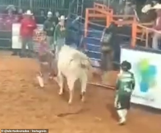 Brazilian bull rider was able to walk away on his own and climb over a fence after being thrown from a bull and kicked in the neck