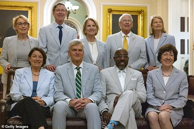 Sen. Lisa Murkowski (top right, above Collins) will spend the convention in her home state of Alaska, while Sen. Bill Cassidy (bottom second from left) will be at home in Louisiana