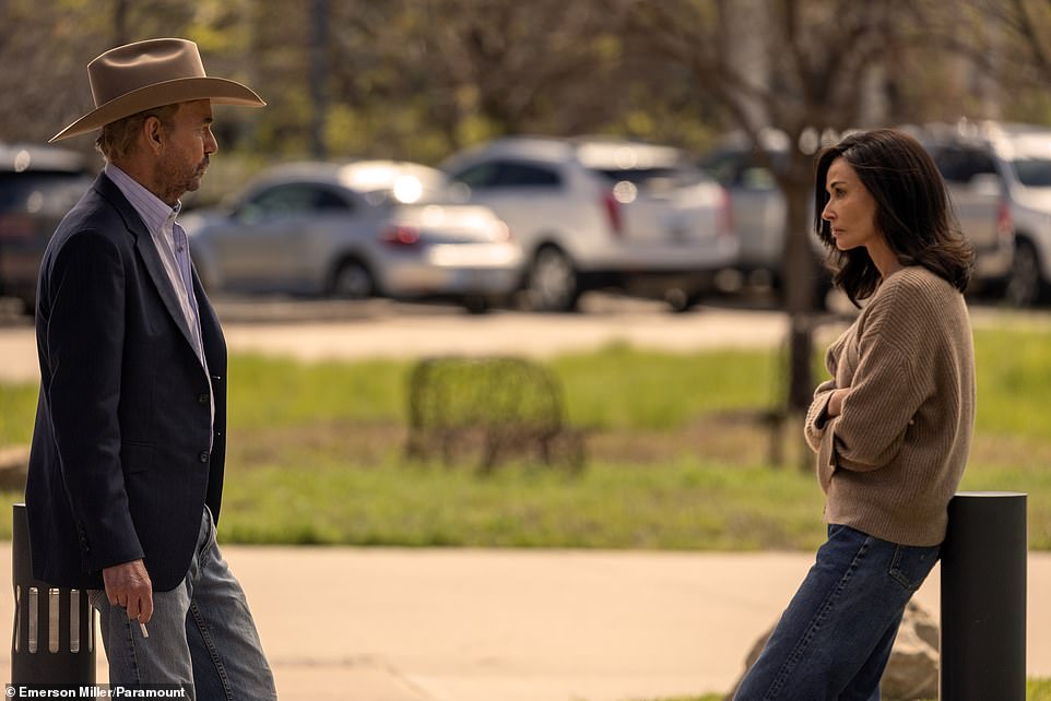 In Landman, Demi plays the formidable wife of Jon's oil magnate Monty Miller, set against the backdrop of a 21st-century oil boom in Texas; seen with Billy Bob Thornton