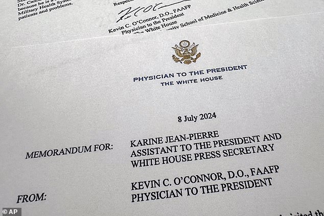 A memo released by the White House Monday night after Jean-Pierre refused to discuss Cannard's visits revealed that he was the neurologist who examined the president for his annual medical exams for the past three years.