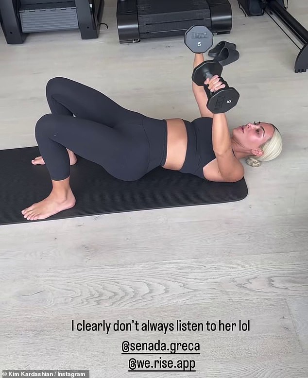 Kim often shares glimpses of her grueling workout sessions on Instagram, and a few months earlier in May, she was seen at the gym doing squats and also using weights