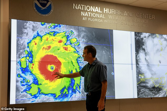 The tides that are pushing into the Keys from rising sea levels and monster Category 5 storms like Hurricane Beryl (above) 