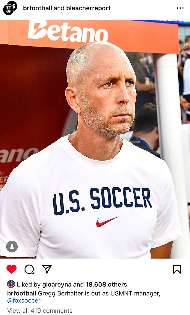 Berhalter was fired as head coach of the US national team after an early elimination from the Copa America