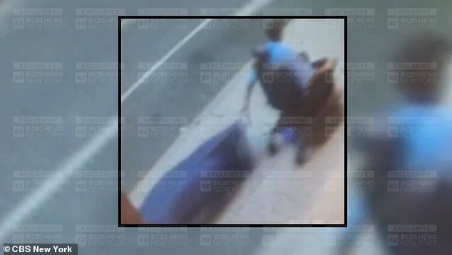 Surveillance footage showed a man in a wheelchair dragging a sleeping bag across the street