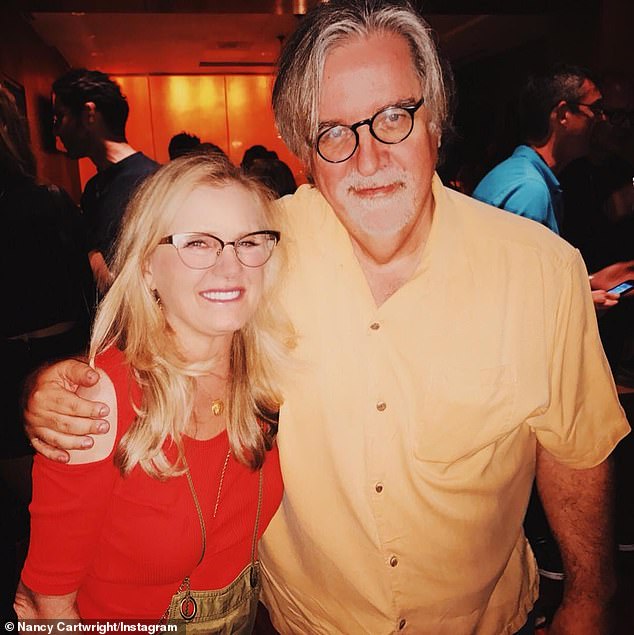 Nancy reportedly earned a staggering $300,000 per episode for voicing 12 characters — including Bart Simpson, Nelson Muntz and Ralph Wiggum — on the longest-running sitcom in TV history, created by Matt Groening (R, pictured in 2017) in 1987.