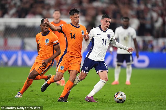 Phil Foden was also unlucky as his effort was saved on the goal line at the last moment