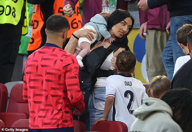 The couple enjoyed an icy reunion in the stands after England's epic penalty win over Switzerland in the quarter-finals