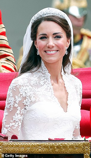 Kate's 2011 bridal makeup look featured a combination of three eyeshadow shades: Ivory on the lids, Rockstar on the lower lid, and Slate in the crease