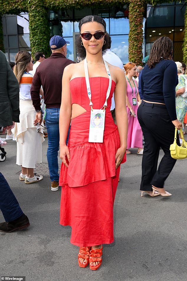 Queen Charlotte actress India Amarteifio sparkled in a strapless red dress and heels