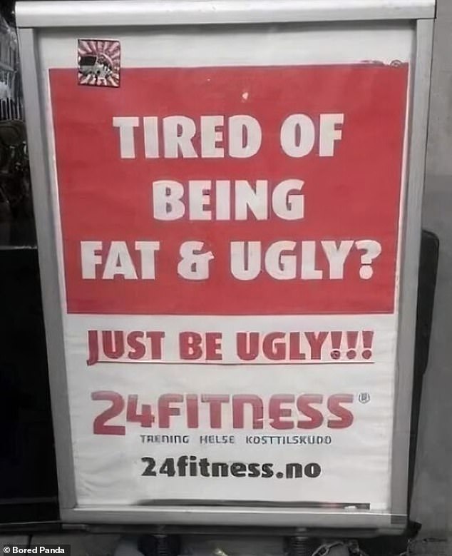 Ha! This hilarious gym commercial spotted in Oslo, Norway made people take a second look