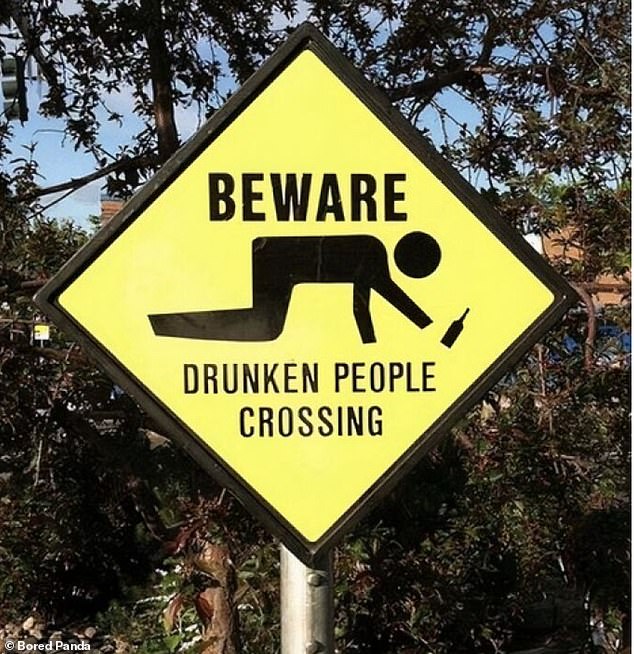 Attention! A traffic sign with 'drunk people crossing' is probably the most important announcement so far