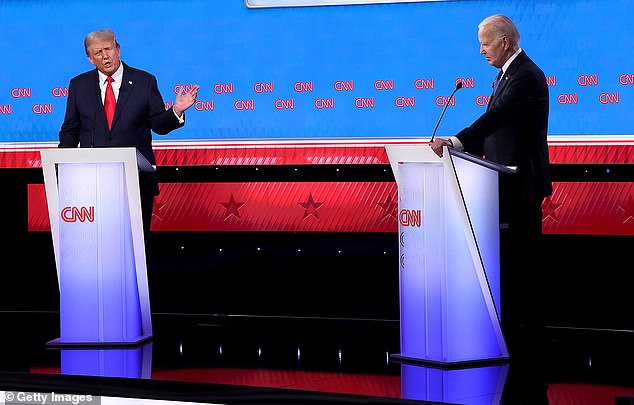 Donald Trump and Joe Biden during the presidential debate on June 27