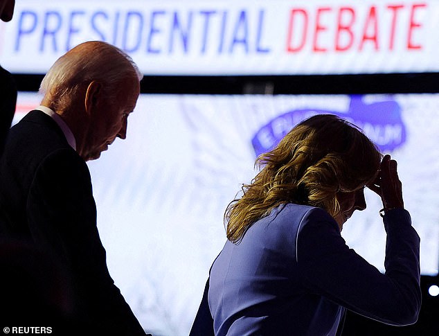 Joe Biden and Jill Biden leave the debate stage after his awful performance