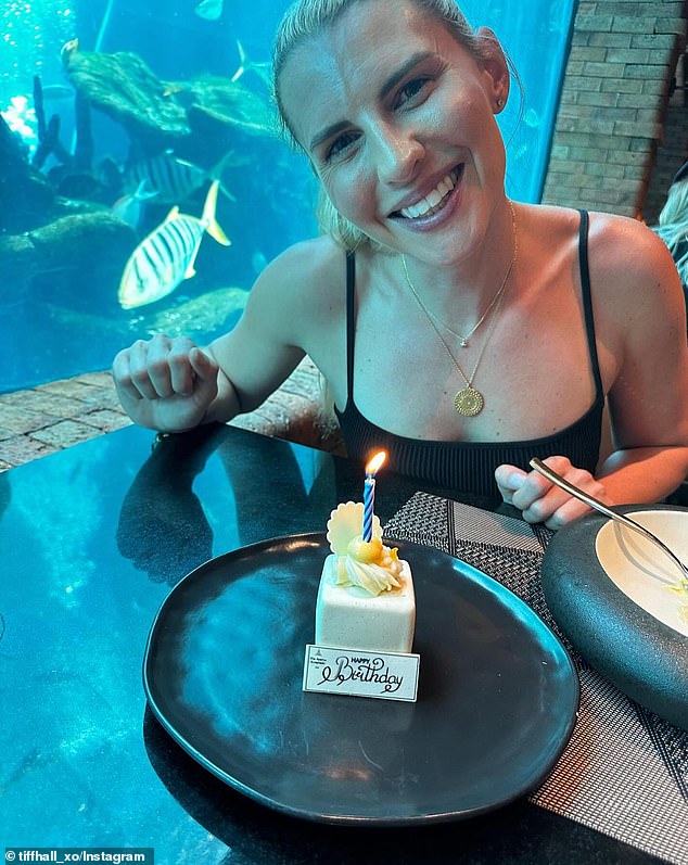 Tiffiny celebrated her birthday at the island resort with her one-year-old daughter Vada and her six-year-old son Arnold.