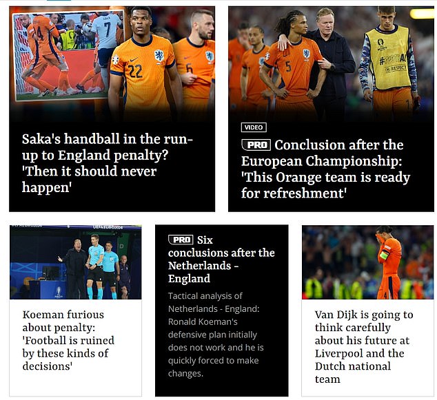 There was a lot of anger in the Dutch media about the English penalty in the first half