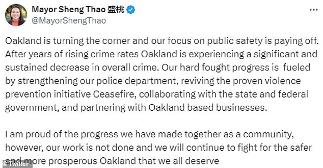 Thao's May 1 tweet bragging about the reported 33 percent drop being based on a misleading statistical comparison