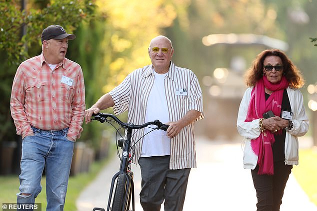 Bryan Lourd, CEO and co-chairman of Creative Artists Agency, Barry Diller, chairman of IAC, and his wife, fashion designer Diane von Furstenberg