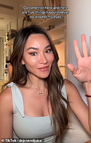 In a new video posted to TikTok, Dr. Tsai reveals the five things she would never do around her eyes