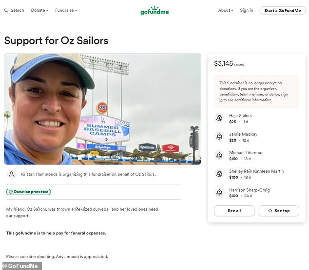 On June 5, a GoFundMe was organized by a woman named Kristan Hammonds asking for “Support for Oz Sailors”