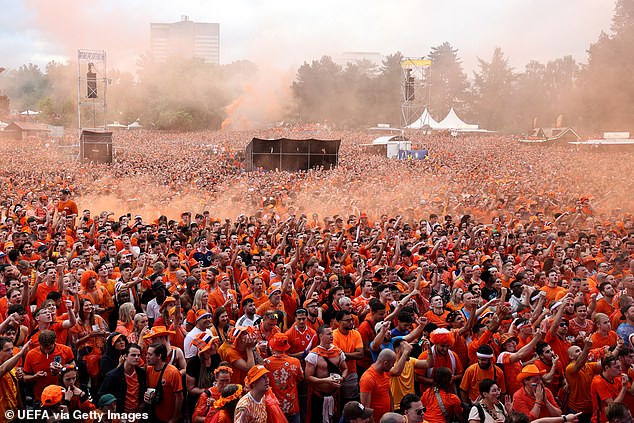 Thousands of supporters gathered to watch the match in the official fan zone in Dortmund