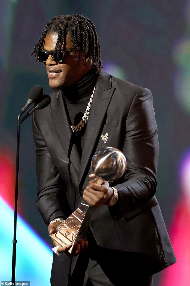 Baltimore Ravens quarterback and NFL MVP Lamar Jackson won the ESPY for Best Play