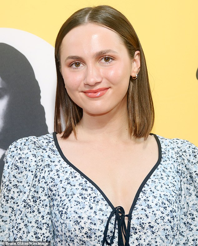 Maude Apatow sparkled in a floral dress on Thursday as she walked the red carpet at the Broadway premiere of Cole Escola's Oh, Mary!