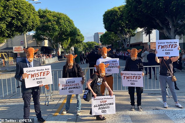 PETA shared footage of the protest at the location on its X/Twitter on Thursday