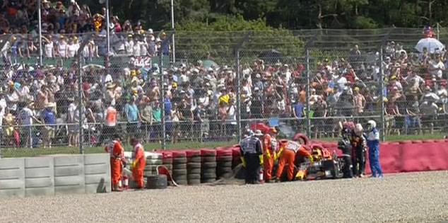 Verstappen hit the tire stack at around 180mph in one of the most dramatic moments of the season