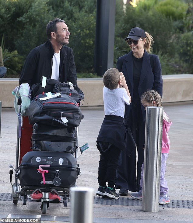 But Courtney's account of what happened on the flight was quickly debunked. In photos obtained by Daily Mail Australia, Langdon was pictured with her husband Michael Willesee Jr. and their children at the Qantas business class check-in before they flew out for the school holidays.