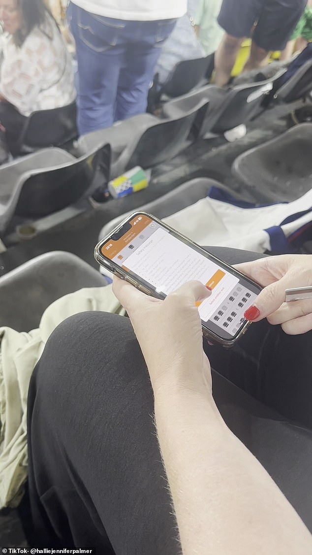 Hallie then showed her mother how she panic-shopped for flights to Sunday's final against Spain in Berlin