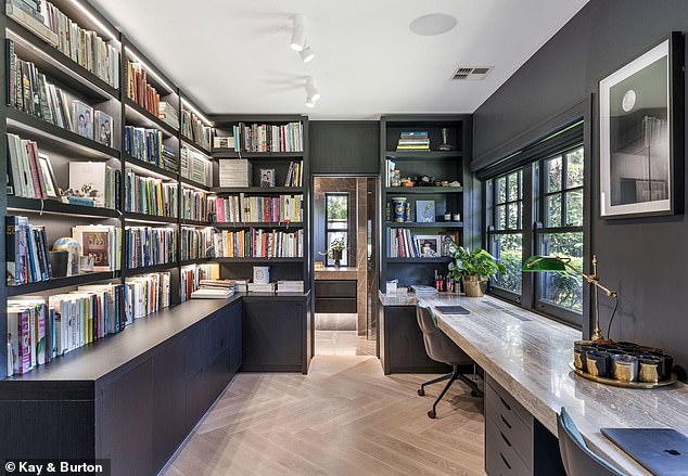 According to Herald Sun sources, the property is still for sale and has attracted interest from overseas buyers. Pictured: The private study and library