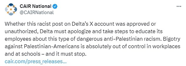 The Counsel on American-Islamic Relations was among those demanding an apology as calls for a boycott of the Atlanta-based airline grew.