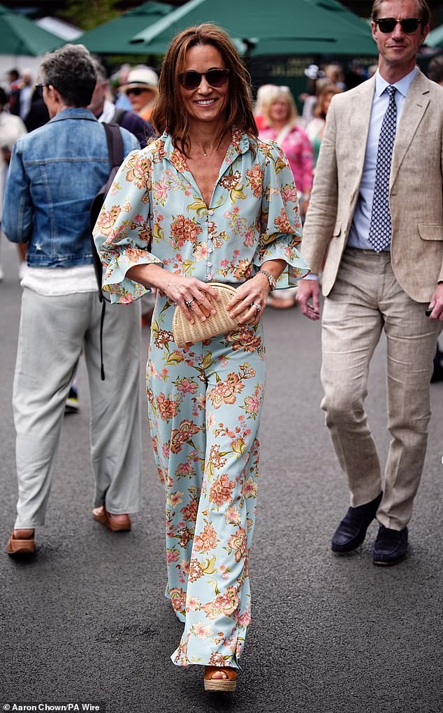 Pippa was joined by her husband James Matthews, who looked equally sophisticated in a cream suit and pale blue shirt