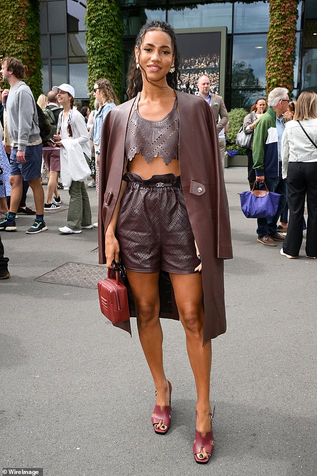 Vick showed off a glimpse of her toned abs and opted for a cute brown bralette with a laser-cut print, paired with matching city shorts