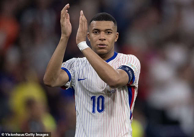 After their victory, France reached the semi-finals, but lost 2-1 to Spain, who will face England in the final of Euro 2024 on Sunday (pictured: Kylian Mbappe of France)