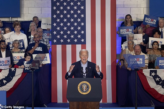 President Biden speaks in Madison, Wisconsin during a campaign rally on July 5