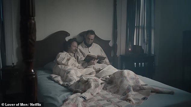 Actors were also shown portraying intimate scenes between Lincoln and male figures in his life, including walking hand in hand and cuddling in bed