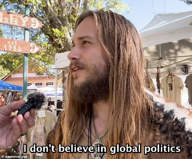 A man said he viewed world politics as a 