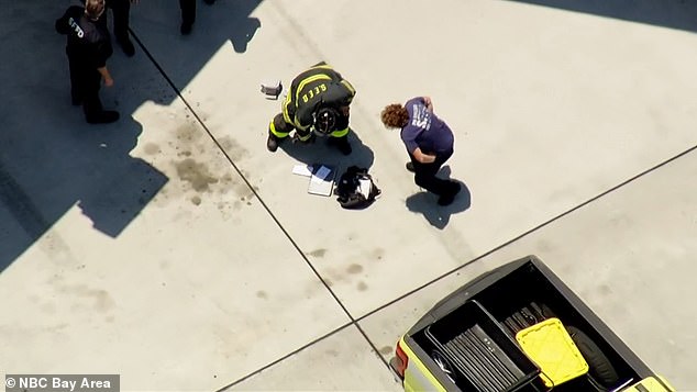 A passenger's bags were photographed on the ground near the taxiway