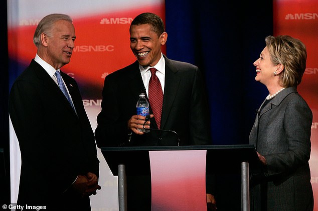 Hillary Clinton, Joe Biden and Barack Obama in April 2007 when they were all running for the 2008 presidential nomination