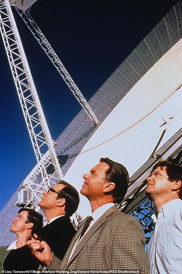 The 59-year-old Hollywood veteran said he was cast against type as a NASA scientist in the 2000 BO hit because director Rob Sitch was a Seinfeld fan. Pictured: A scene from The Dish with co-star Patrick Warburton (center with Sam Neill), Tom Long (L) Kevin Harrington (R)