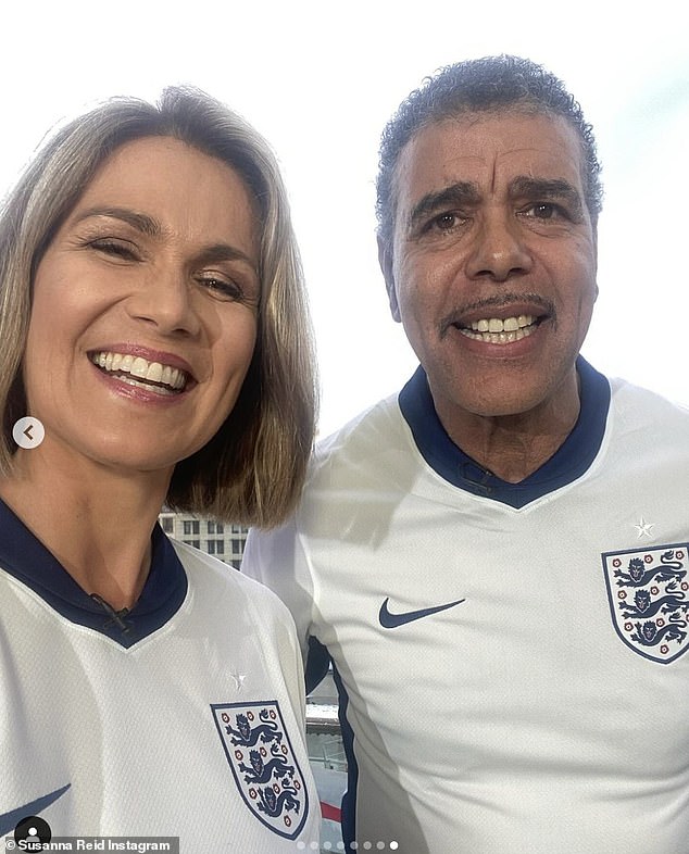 The 53-year-old Good Morning Britain presenter made a surprise appearance to host Friday's show from the German capital, rubbing shoulders with sporting legend Chris Kamara