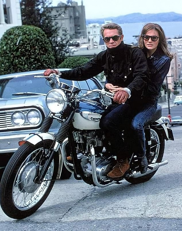 McQueen was known as a car enthusiast with a penchant for speed, racing cars, motorcycles and planes (pictured in Bullitt, 1968)