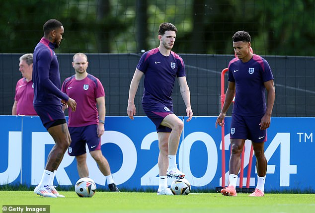 Declan Rice (centre) will be tasked with keeping Spain's midfield under control, while semi-final heroes Ollie Watkins (right) and Ivan Toney (left) have proved effective off the bench.