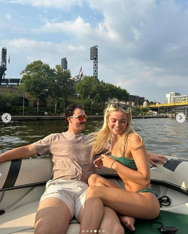 Skenes and Dunne are seen floating at PNC Park in Pittsburgh on the Allegheny River