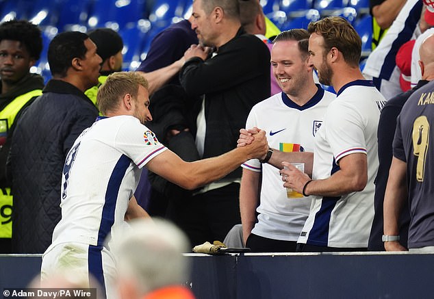 Charlie Kane (right) attended several of England's matches at Euro 2024, including the last-16 victory over Slovakia (pictured), when his brother scored the winning goal.