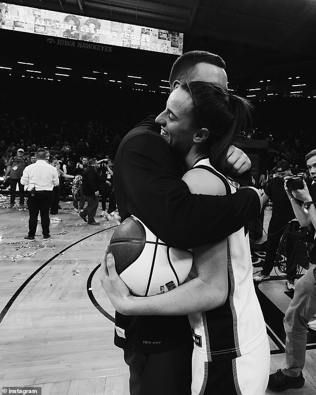 Clark also shared a photo of the couple embracing on the field after a game in Iowa